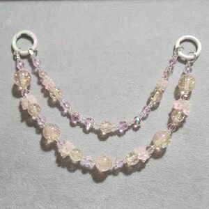 Delicate Pink & Yellow Iridescent Beaded Phone Bracelet/ Bag Charm